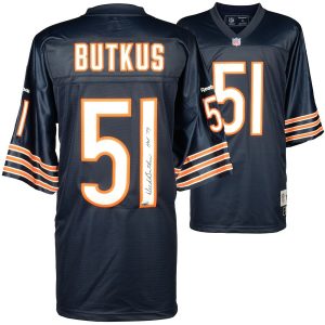 Dick Butkus Chicago Bears Autographed Blue Reebok EQT Jersey with “HOF 79” Inscription